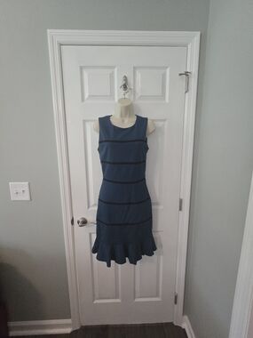 ERIN by Erin Fetherston Navy Blue Sleeveless Ruffle-Hem Dress